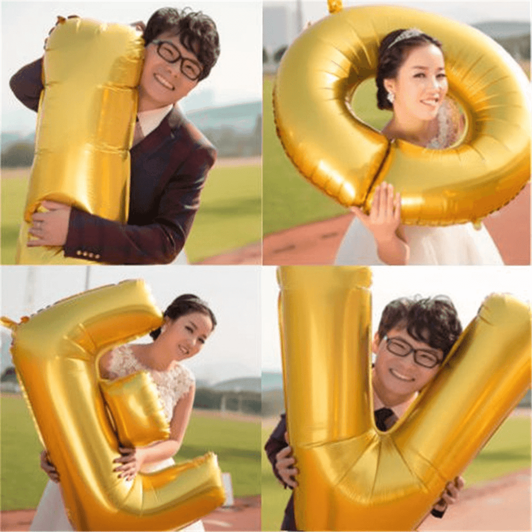 4Pcs Gold Silver LOVE Set Mylar Foil Balloons for Birthday Wedding Party Home Decorations