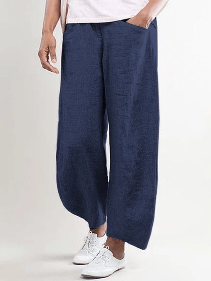 Women Casual Solid Color Cotton Trouser Pants - MRSLM