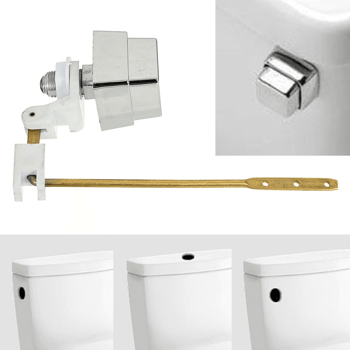 Push Botton Side Mount Toilet Tank Lever Flush Handle Brass Arm Fits Most Toliet