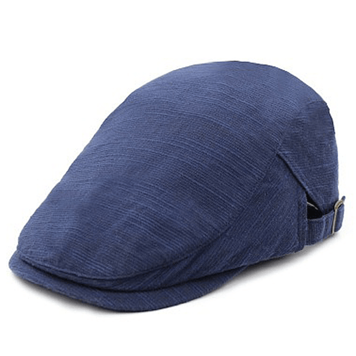 Men Women Cotton Retro Plaid Beret Hat Cabbie Cap