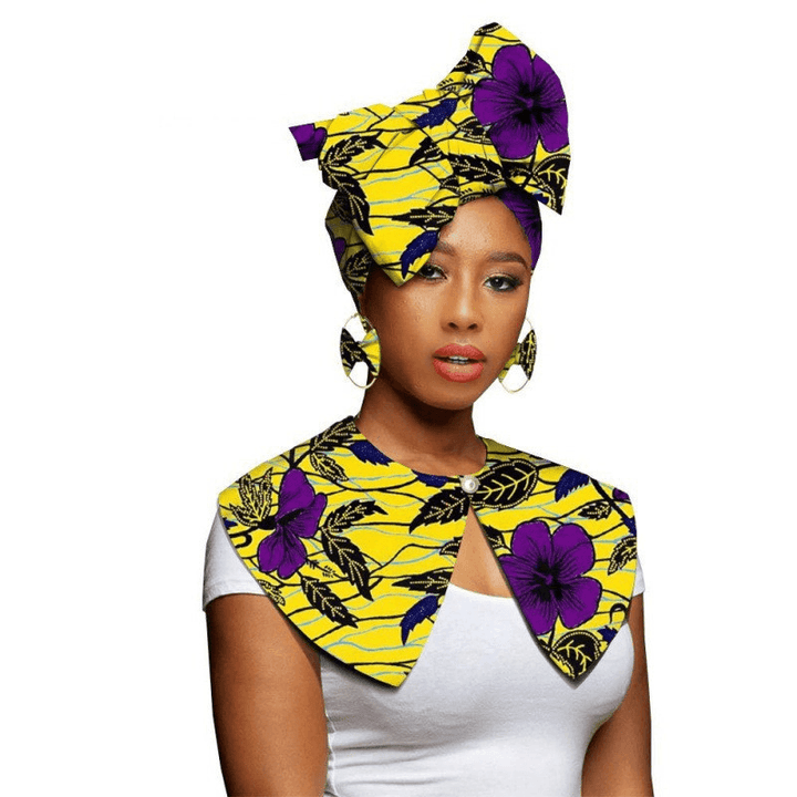 African Printing Batik Cotton Scarf Exaggerated Earrings Shawl African Earrings