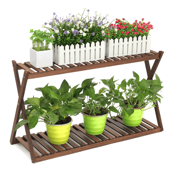 2 Layers Plant Stand Flower Pot Shelves Indoor Outdoor Garden Home Office Planter Shelf Storage Rack