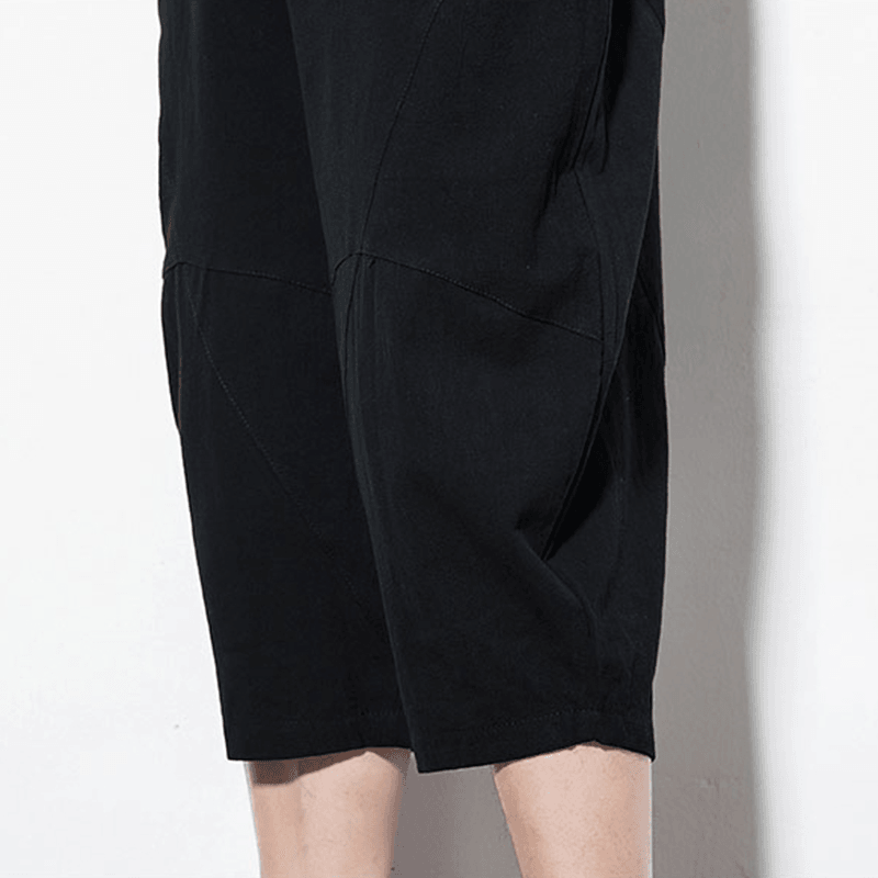 Mens Summer Vintage Linen Calf Length Casual Pants