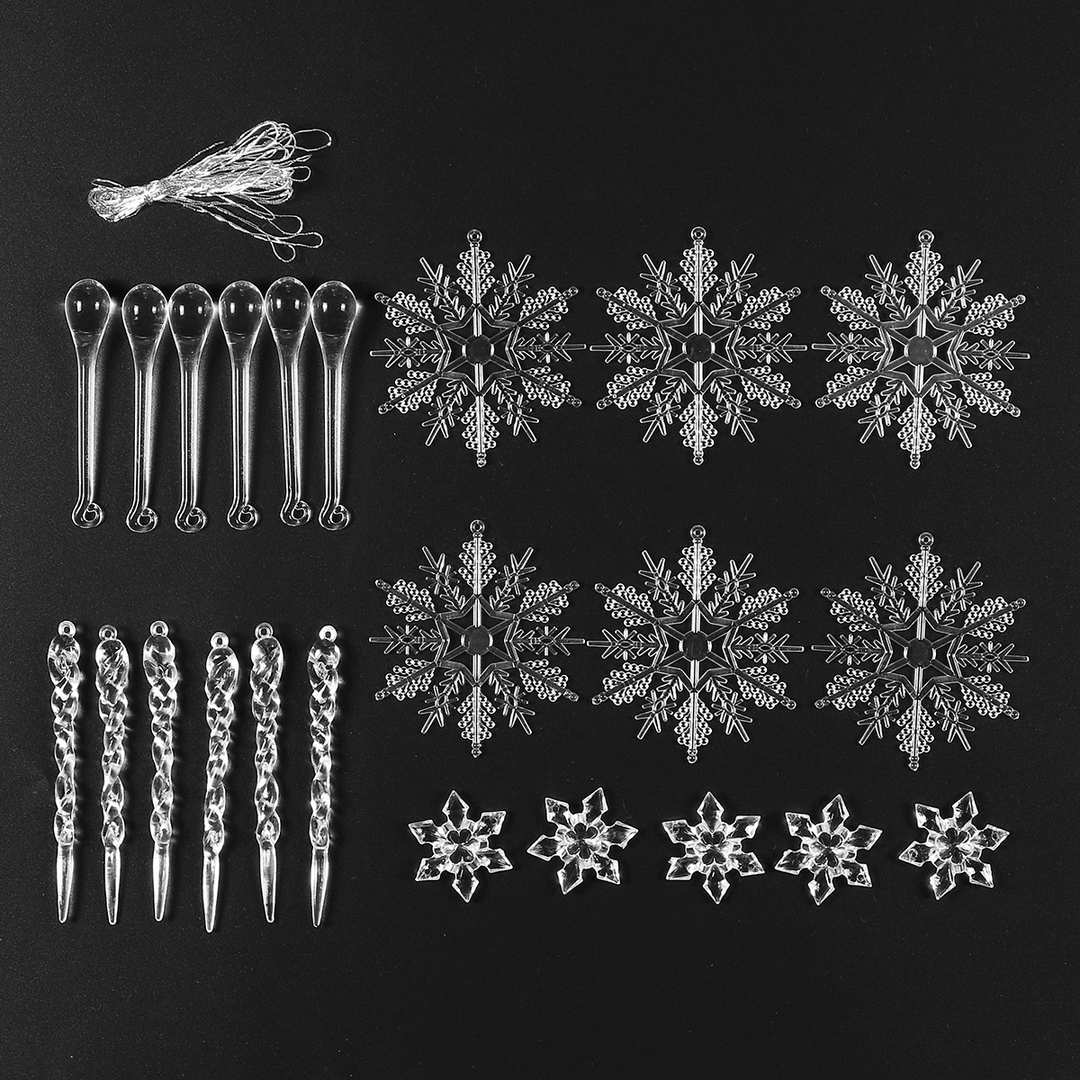 24Pcs Christmas Large Snowflake Ornament Charm Pendant Xmas Party Decoration