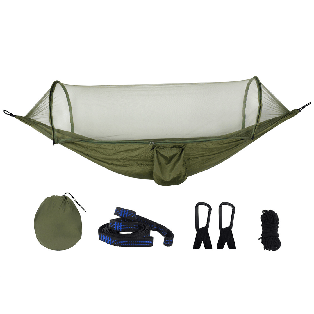 210T Nylon Hammock Ourdoor Camping Travel Hanging Bed with Mosquito Net - MRSLM