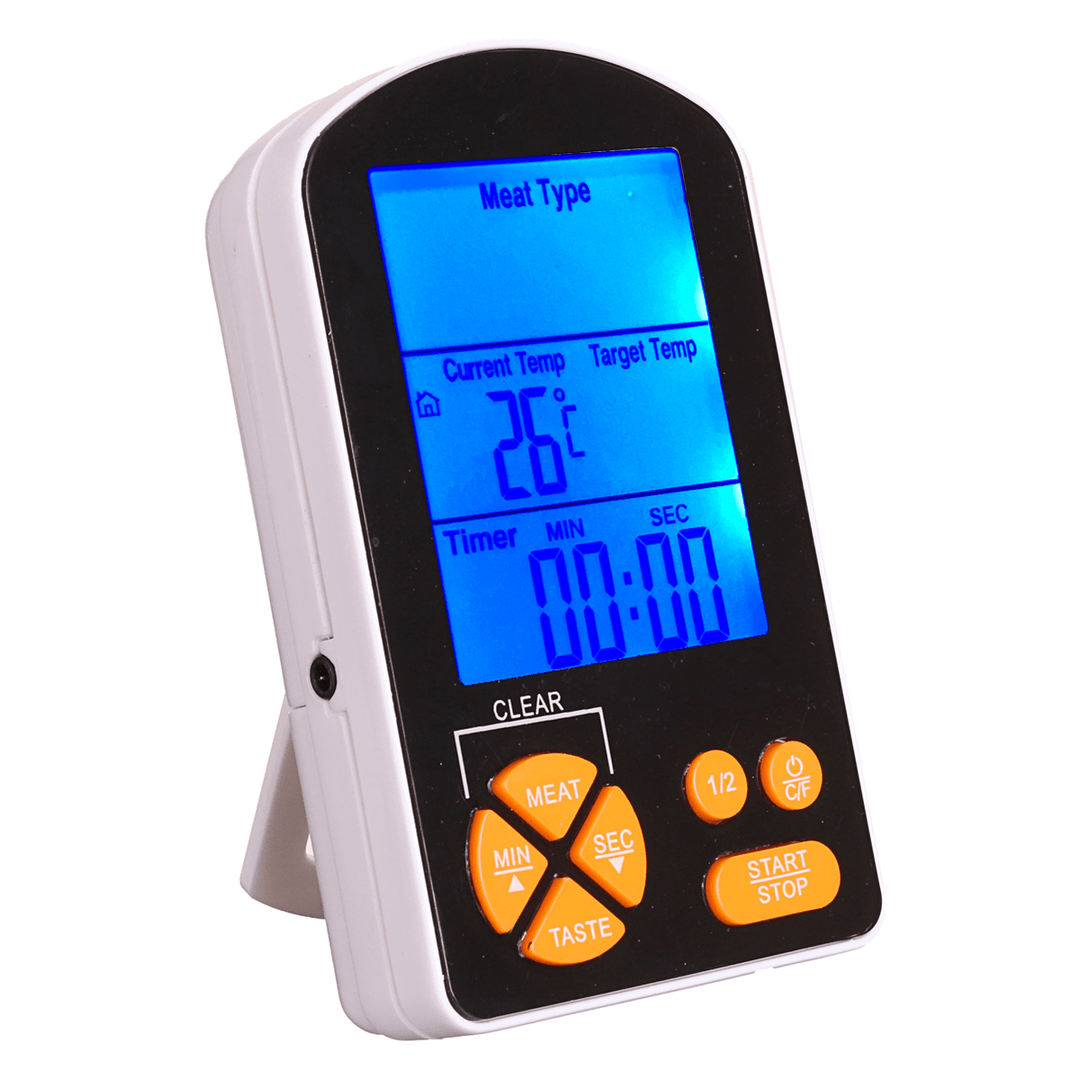 Outdoor BBQ Cooking Digital LCD Remote Thermometer with Built-In Timer Alarm AAA Battery