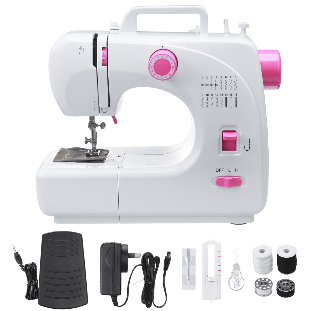 Mini 16 Stitches Electric Sewing Machine Portable Multifunction Clothes Pillowcases Sheets Sewing Machine