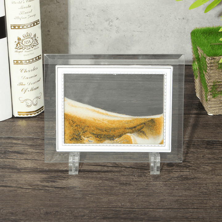 6.6X5'' Framed Moving Sand Time Glass Picture Home Office Desk Art Decor Gifts - MRSLM