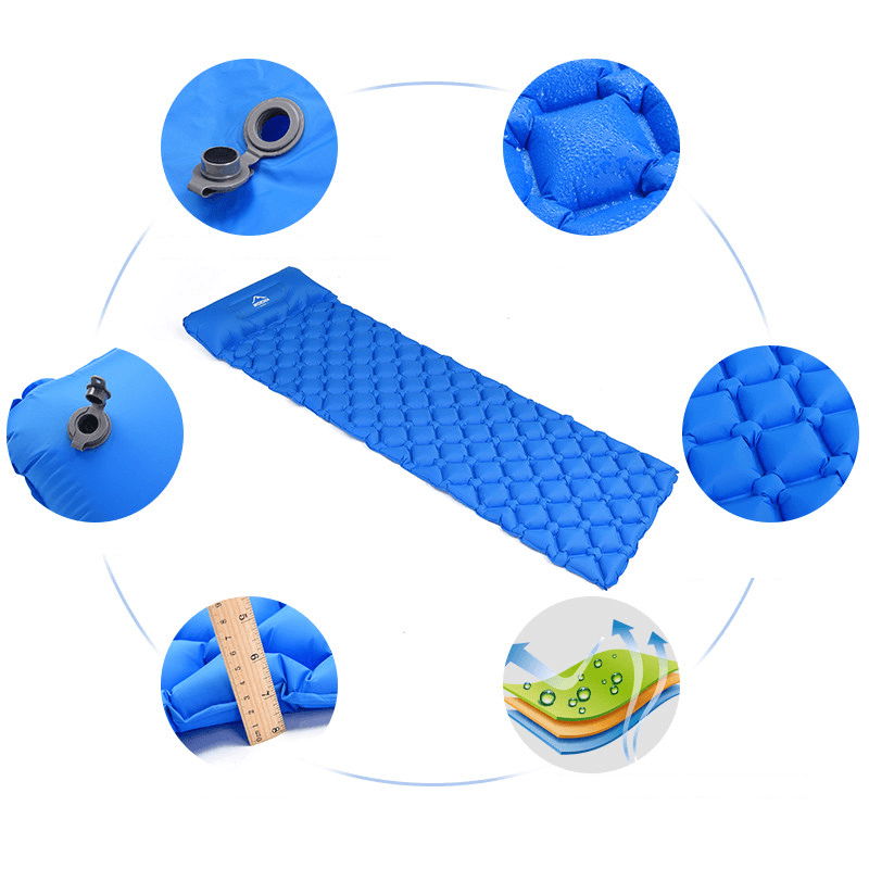 Widesea Single Sleeping Pad Inflatable Air Mattresses Folding Portable Furniture Bed Ultralight Cushion with Pillow Camping Travel