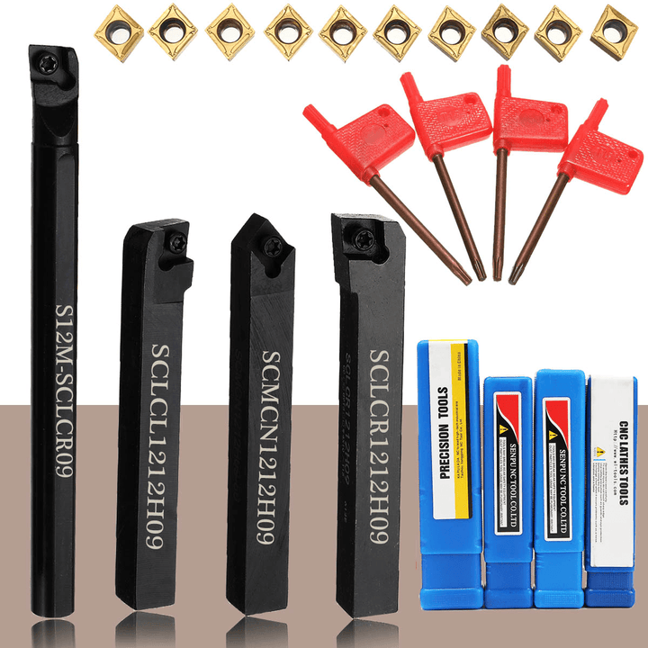 4Pcs 12Mm Shank External Turning Tool with CCMT09T304 Carbide Inserts CNC Machine Tools Turning