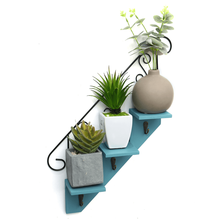 Staircase Plant Shelf Wall Hanging Decor Creative Rural Style Stair Shape Household