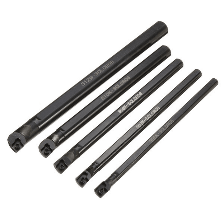 5Pcs SCLCR 6/7/8/10/12Mm Lathe Boring Bar Tunring Tool with 5Pcs CCMT0602 Insert