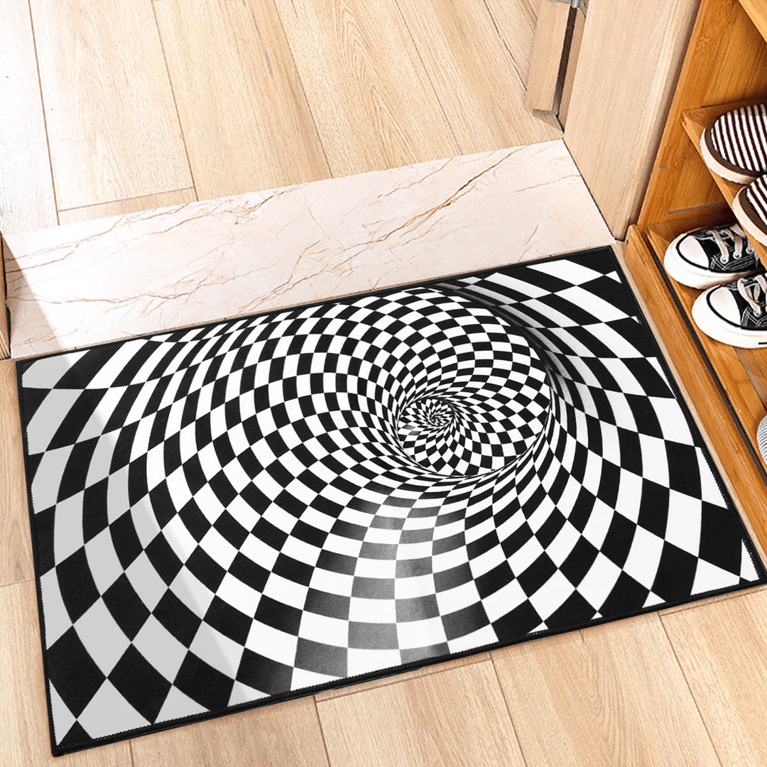 3D Room Non-Slip Swirl Optical Illusion Area Rug Carpet Door Mats Floor Pad for Home Bedroom Decoration