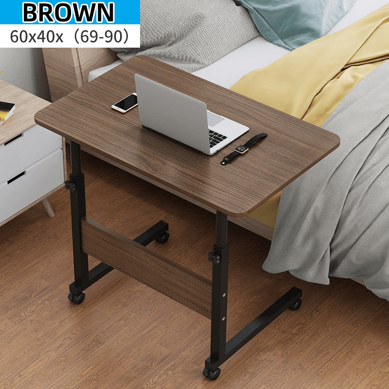 Computer Laptop Desk Adjustable Height Moveable Bed Side Writing Study Table Bookshelf with Storage Racks Home Office Furniture - MRSLM