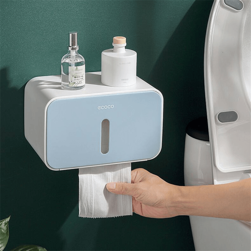 Toilet Paper Holder Shelf Waterproof Bathroom Roll Napkin Box Wall Mounted Tissue Case