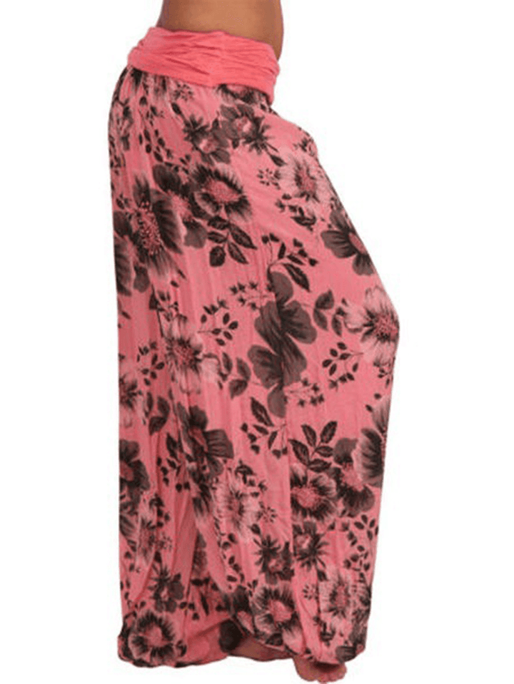 Women Floral Print Loose Casual Full Length Sport Pants