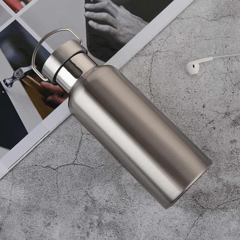 500Ml 600Ml 800Ml Water Bottle 304 Stainless Steel Wide Mouth Vacuum Cup with Outdoor Carabiner