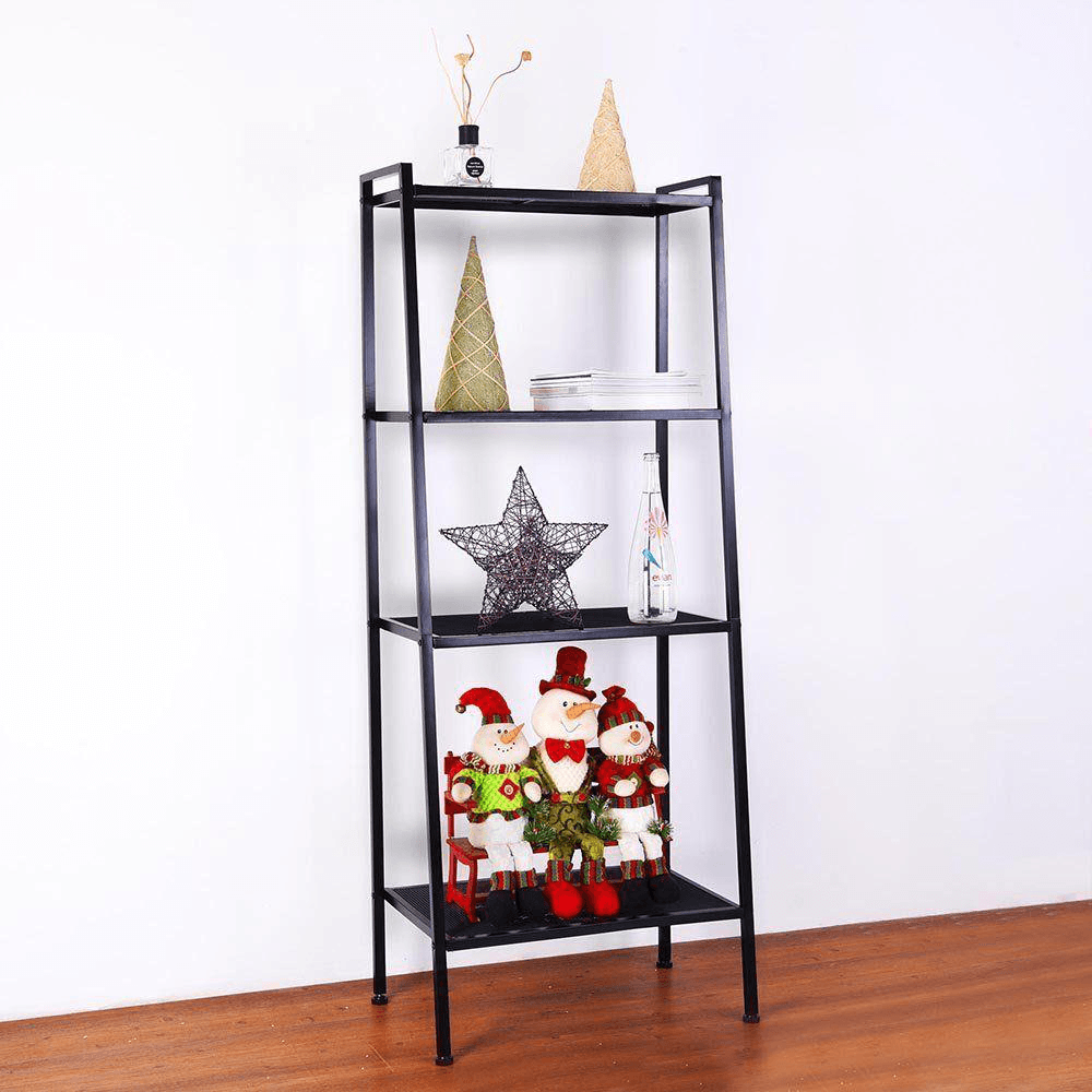 4 Tiers Wall Leaning Ladder Shelf Bookcase Bookshelf Storage Rack Shelves Storage Stand Unit Organizer for Office Home Bedroom Living Room