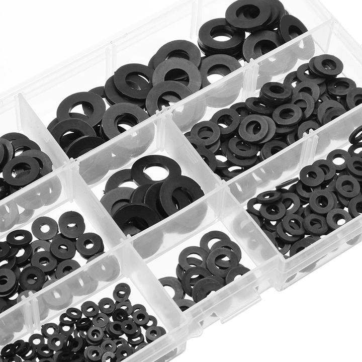 Suleve‚Ñ¢ MXNW1 500Pcs White Black Flat Nylon Washer Lock Washers Gasket Kit M2-M8