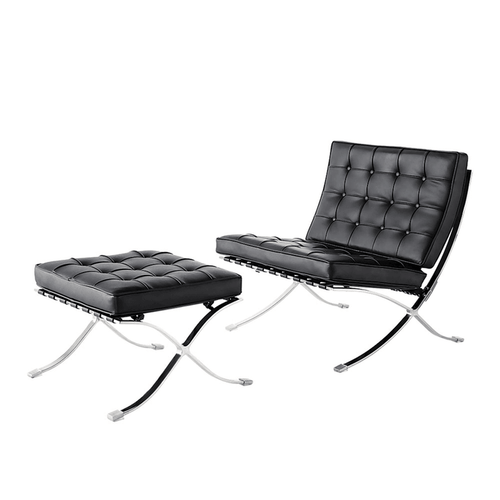 BS804A Chaise Lounge Foldabe Black Leisure Chair with Ottoman for Bedroom Living Room