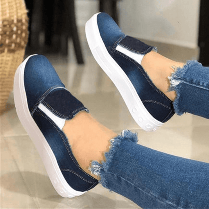 Women plus Size Slip on Canvas Elastic Band Casual Daily Canvas Flats - MRSLM