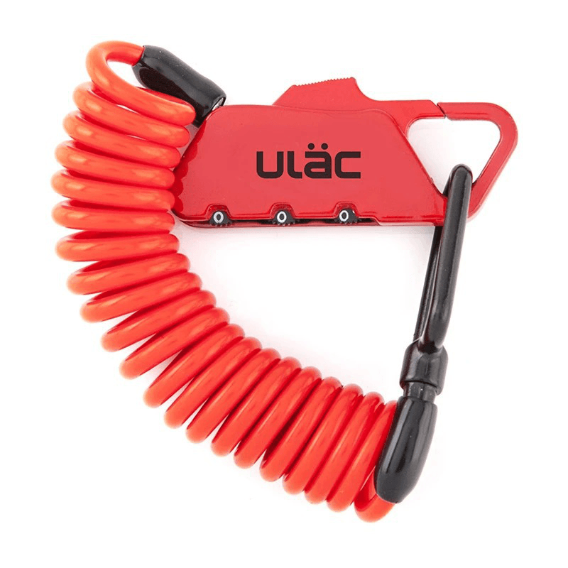 ULAC K2S Bicycle Combo Lock 1.2M Extended Spiral Cable 3 Digits Combination Resettable Light Weight Compact Portable Lock