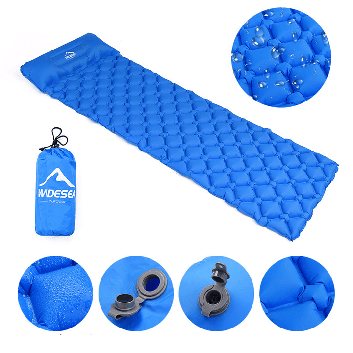 Widesea Single Sleeping Pad Inflatable Air Mattresses Folding Portable Furniture Bed Ultralight Cushion with Pillow Camping Travel