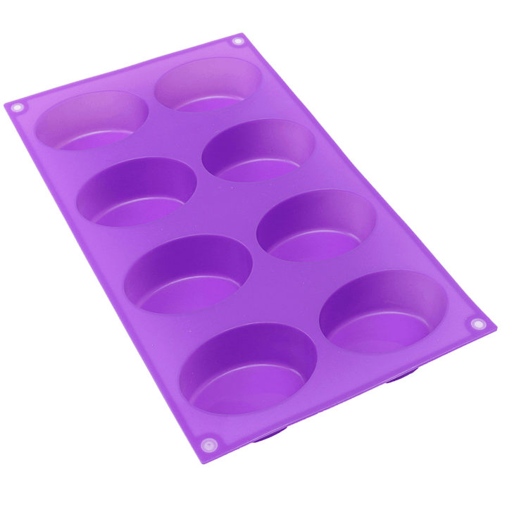 8-Cavity Oval Soap Mold Silicone Chocolate Mould Tray Homemade Muffin Making Tool Baking Mould