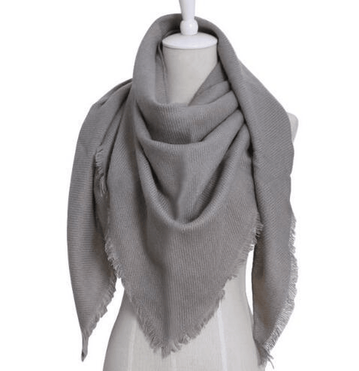 Pure Color Triangle Scarf Female Imitation Cashmere Warm Shawl