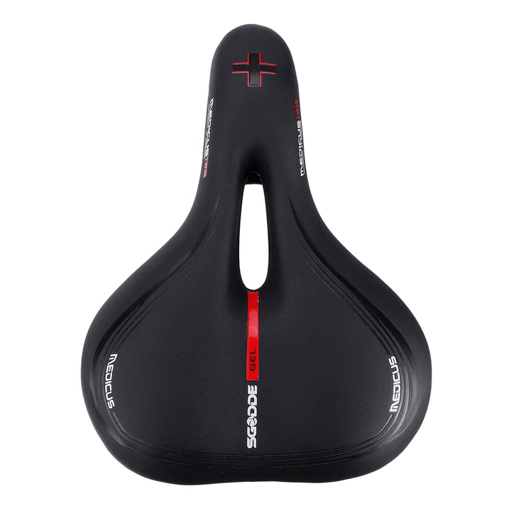 SGODDE Bicycle Saddle Memory Foam Soft Dual Shock Absorbing Breathable Bike Cushion Bike Seat with Taillight Cycling