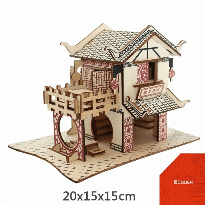 Small Wooden House 3D Fight Children'S Building Block Toy Intelligence Development