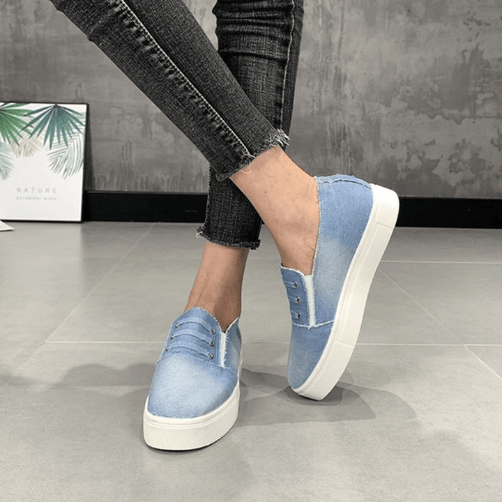 Large Size Women Elastic Band Loafers Canvas Women Flats