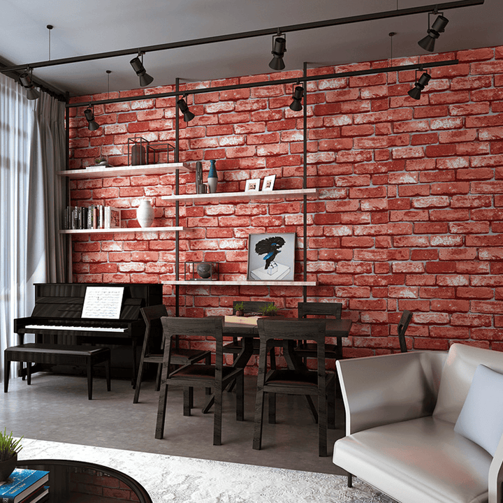 3D Effect Slate Brick Wall Decal Sticker - Self-Adhesive Faux Wallpaper for TV Wall Decor