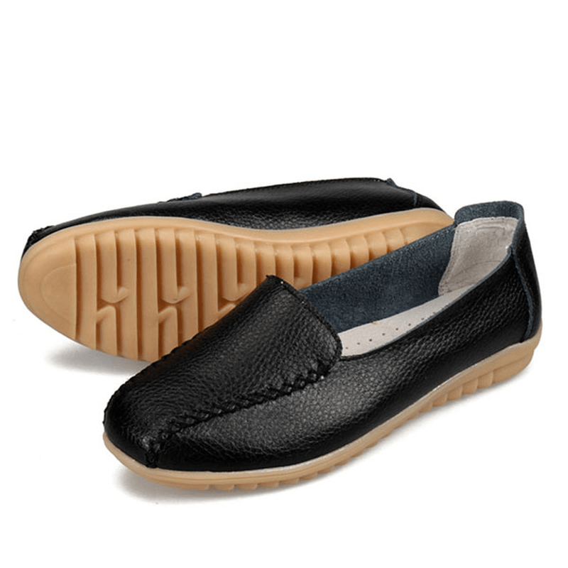 Women Loafers Shoes Casual Outdoor Slip on Leather Flats