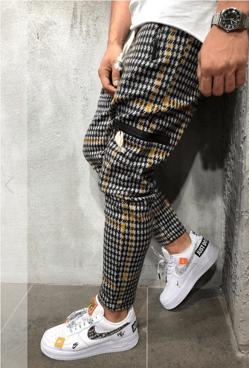 Men'S Fashion Slim Casual Pants Sports Striped Pants