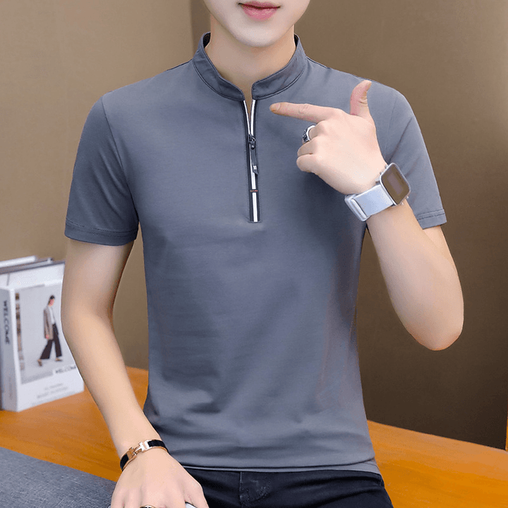 Men Short-Sleeved Slim Lapel Casual T-Shirts - MRSLM