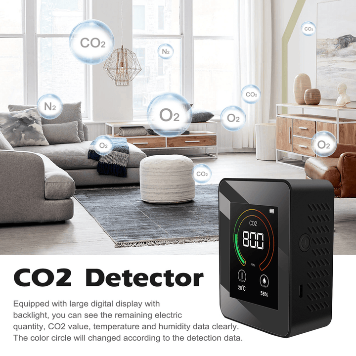 3 in 1 CO2 Air Monitor Carbon Dioxide Sensor Detector LCD Digital Display 5000PPM Temperature and Humidity Sensor Tester