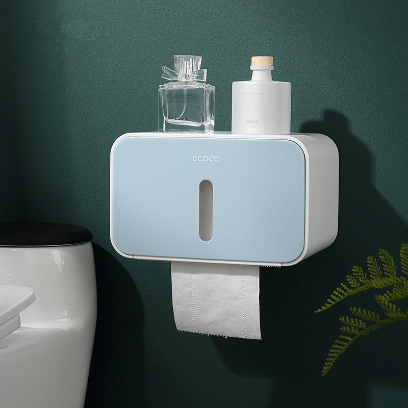 Toilet Paper Holder Shelf Waterproof Bathroom Roll Napkin Box Wall Mounted Tissue Case