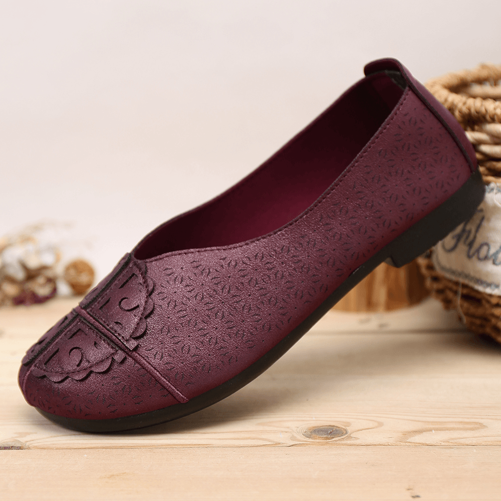 Women'S Casual Solid Color Hollow Comfortable Slip Resistant Flats