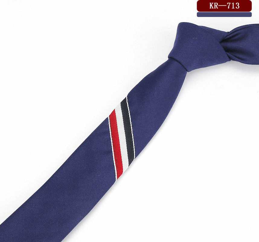 Men'S and Women'S British Super Narrow Casual Quality Cotton Tricolor Tie