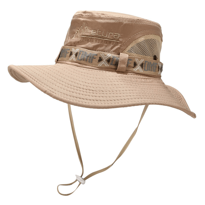 Men'S Outdoor Summer Sunshade Cover Face Fisherman Straw Hat Fishing Sun Hat