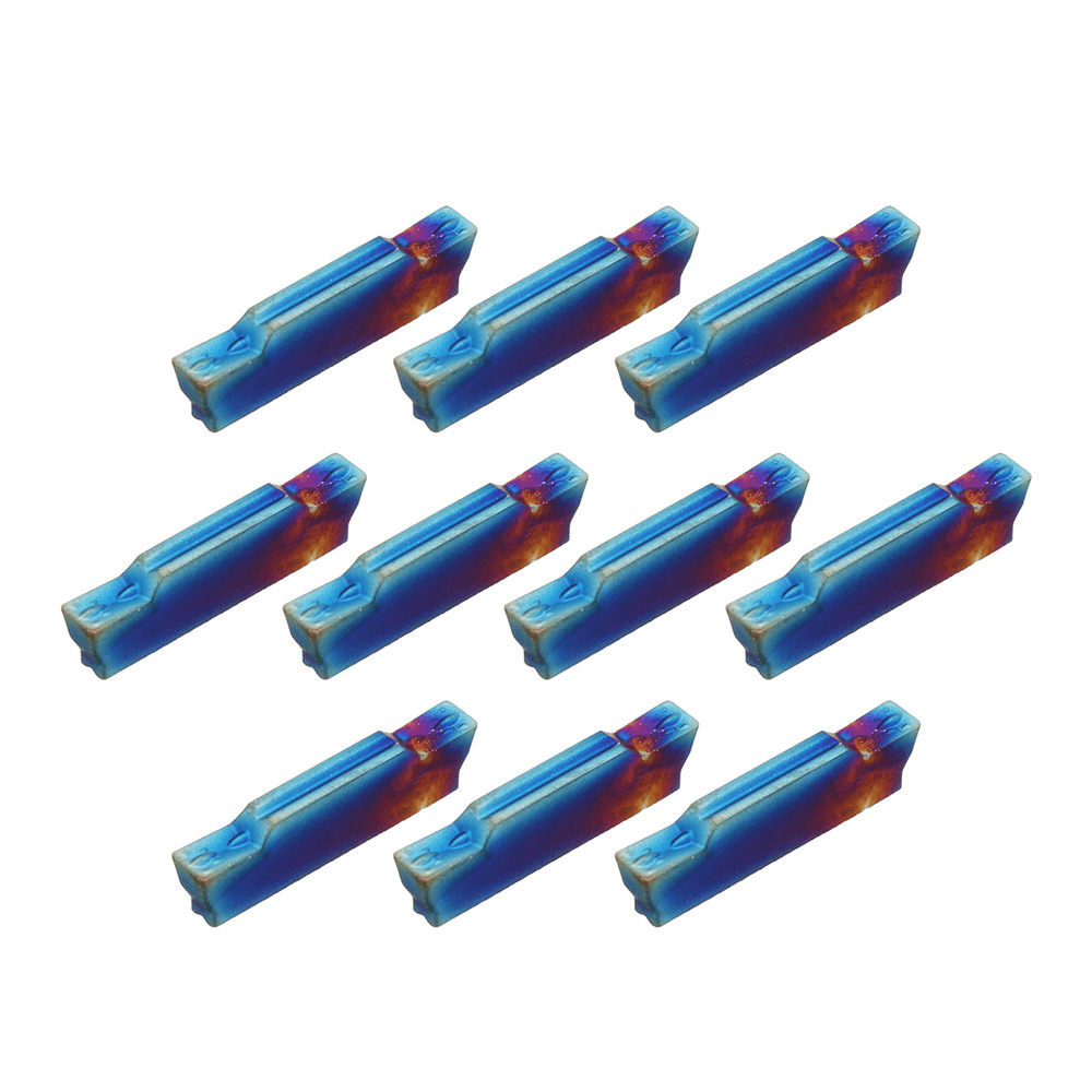 Drillpro 10Pcs HRC45 Blue Nano MGMN300-M 3Mm Carbide Insert for MGEHR/MGIVR Turning Tool Holder