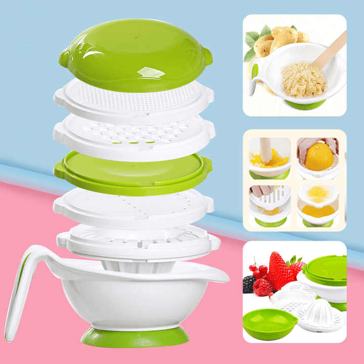 GL YM-1 Multifunction Grinder Bowl 8 in 1 Baby Feeding Set Baby Fruit Feeder Baby Food Grinder Cook