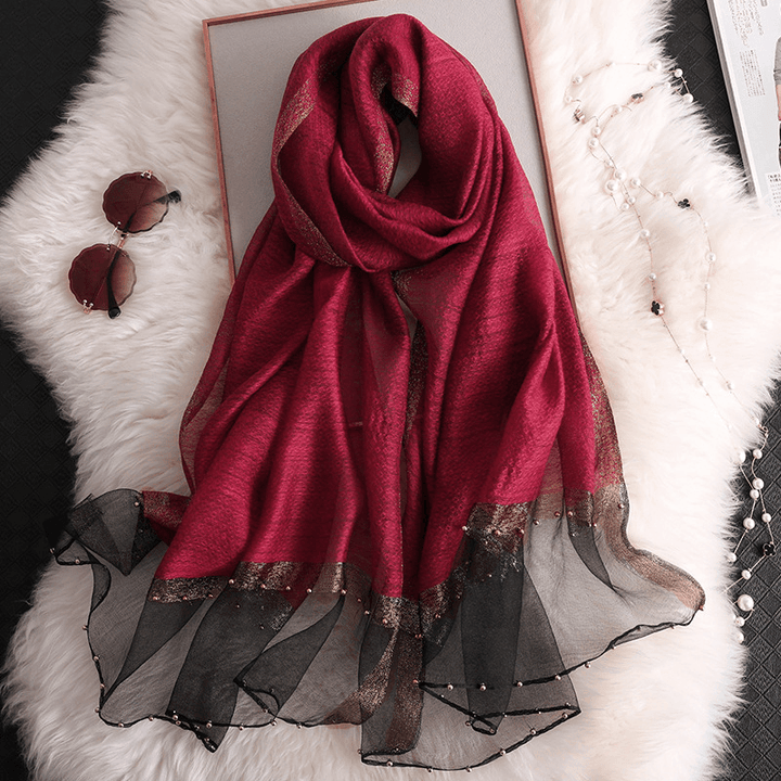 Fashion Big Red Silk Scarf Women'S Thin Scarf All-Match