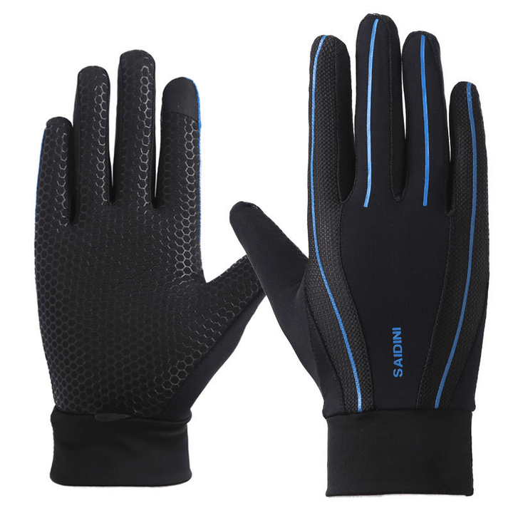 Mens Silicone Riding Non-Slip Touch Screen Gloves Thicken Windproof Full Finger Glove - MRSLM