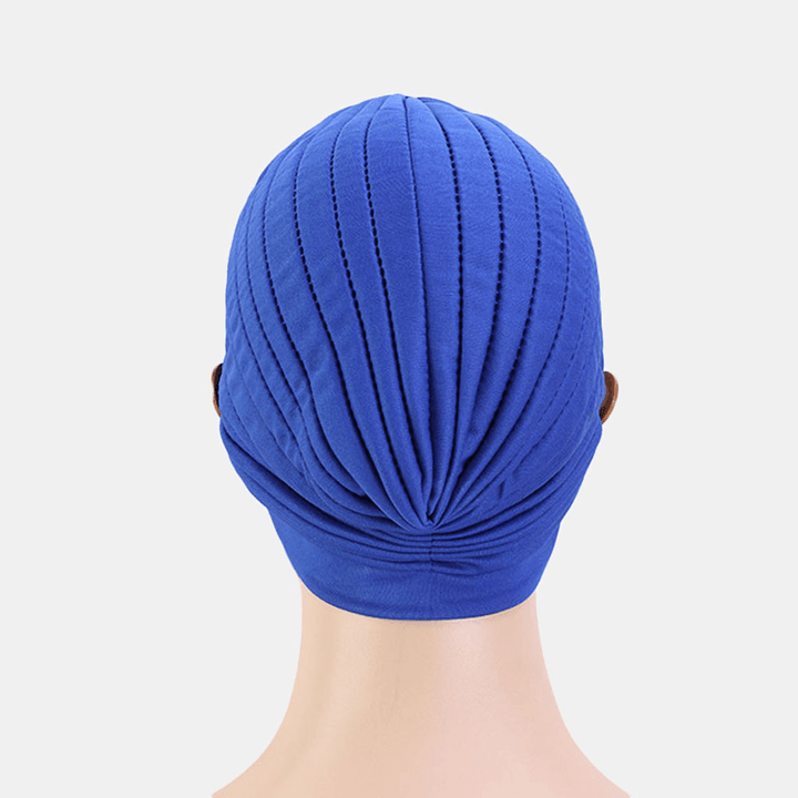 Solid Color Beanie National Style Button Mountable Ears Prevent Strangulation Bandana