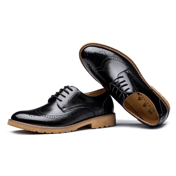 Genuine Leather Brogue Carved Business Casual Oxfords