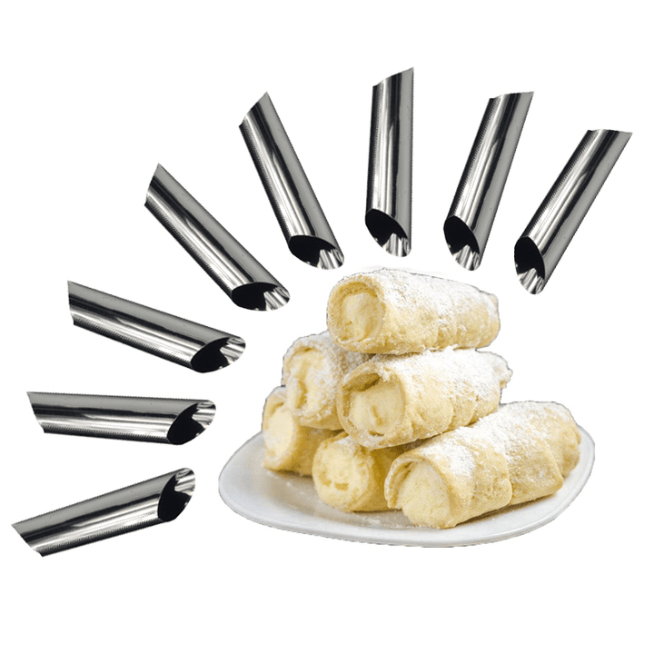 8 Pcs Danish Tube Cream Molds Stainless Steel DIY Croissant Mold Baking Mold Cake Tools