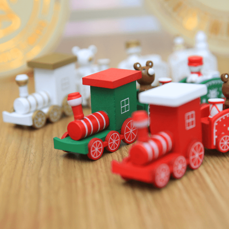 Christmas Wood Train Christmas Decorations Decor Innovative Gift for Children Diecasts Toy Vehic