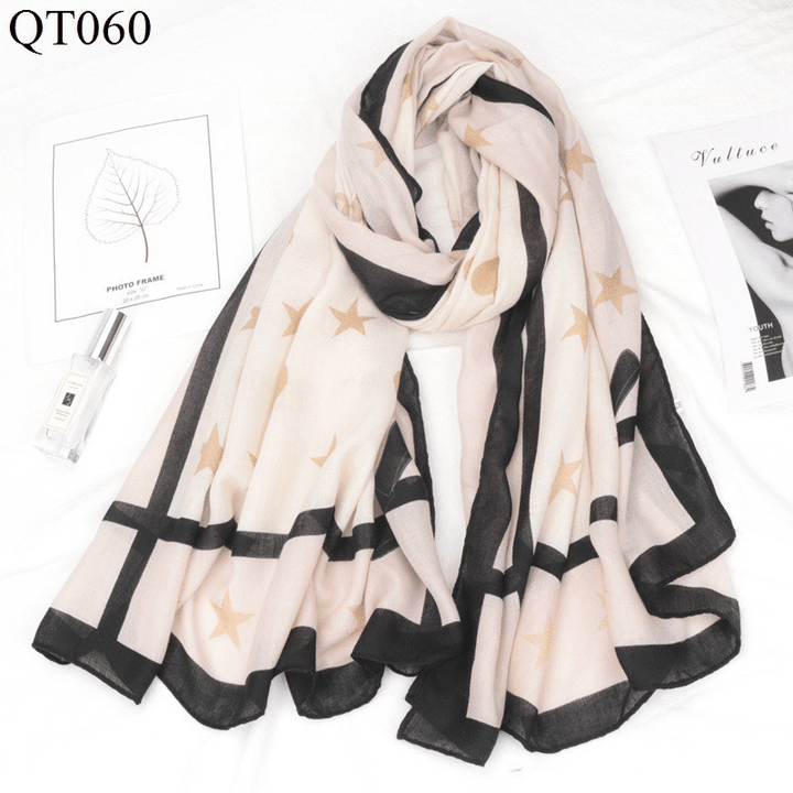 New Korean Style Cotton and Linen Scarf Women Fashion Trend Plaid Scarf Shawl Dual-Use